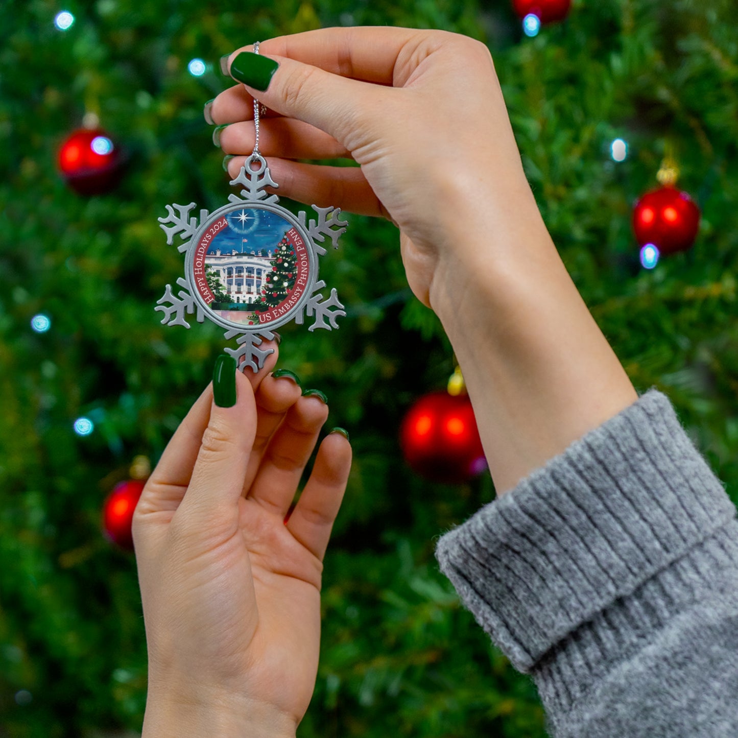 Pewter Snowflake Holiday Ornament, 2024: Phnom Penh