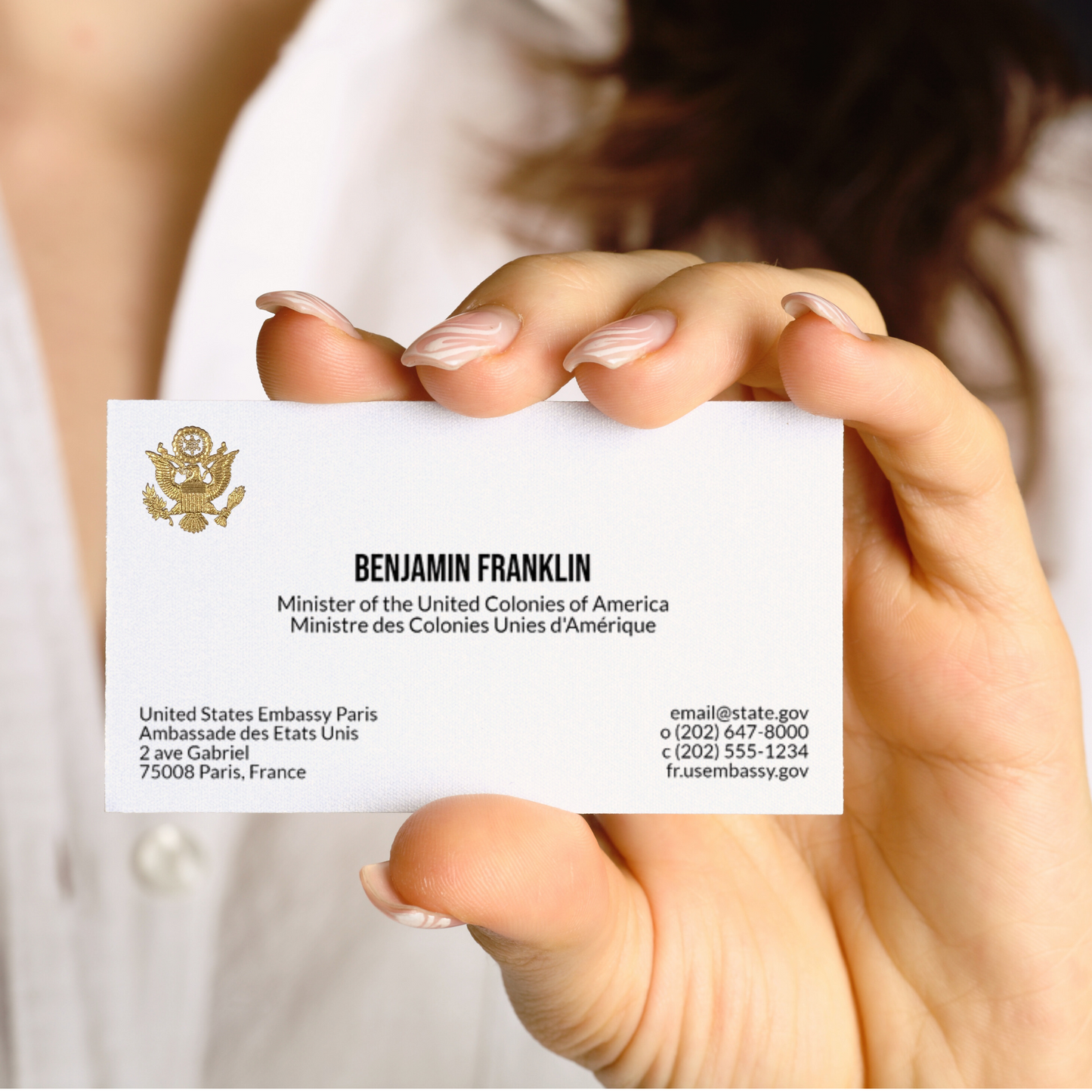 Gold Embossed Business Cards for Department of State