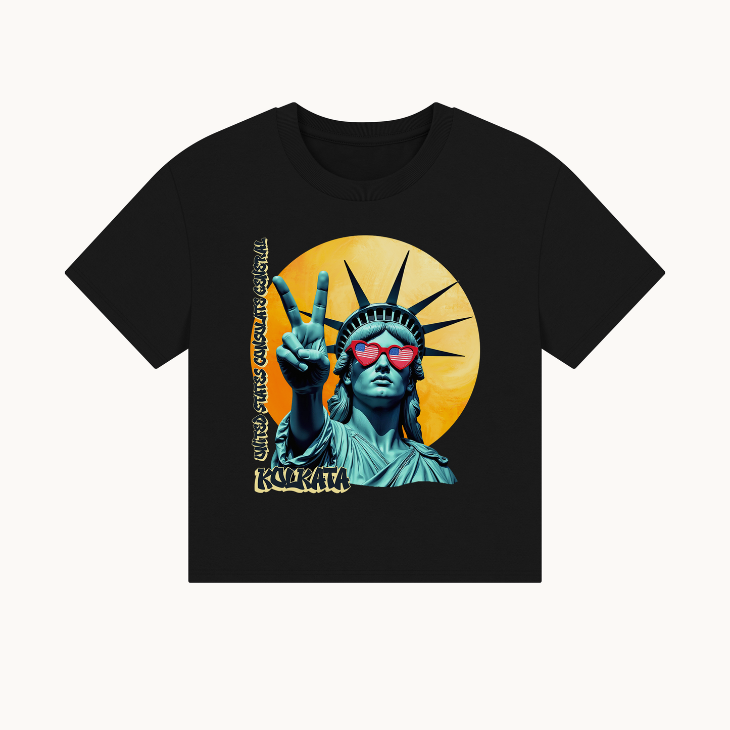 Vintage Boxy T-shirt | Women's Organic Tee, Liberty Loves Peace: Kolkota
