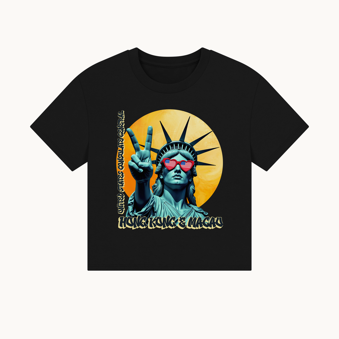 Vintage Boxy T-shirt | Women's Organic Tee, Liberty Loves Peace: Hong Kong & Macau