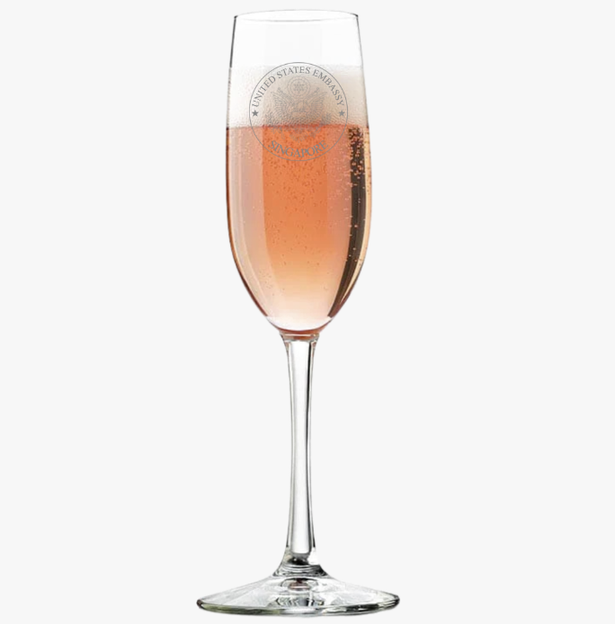 Libbey Vina Flute Glasses, Engraved: Global