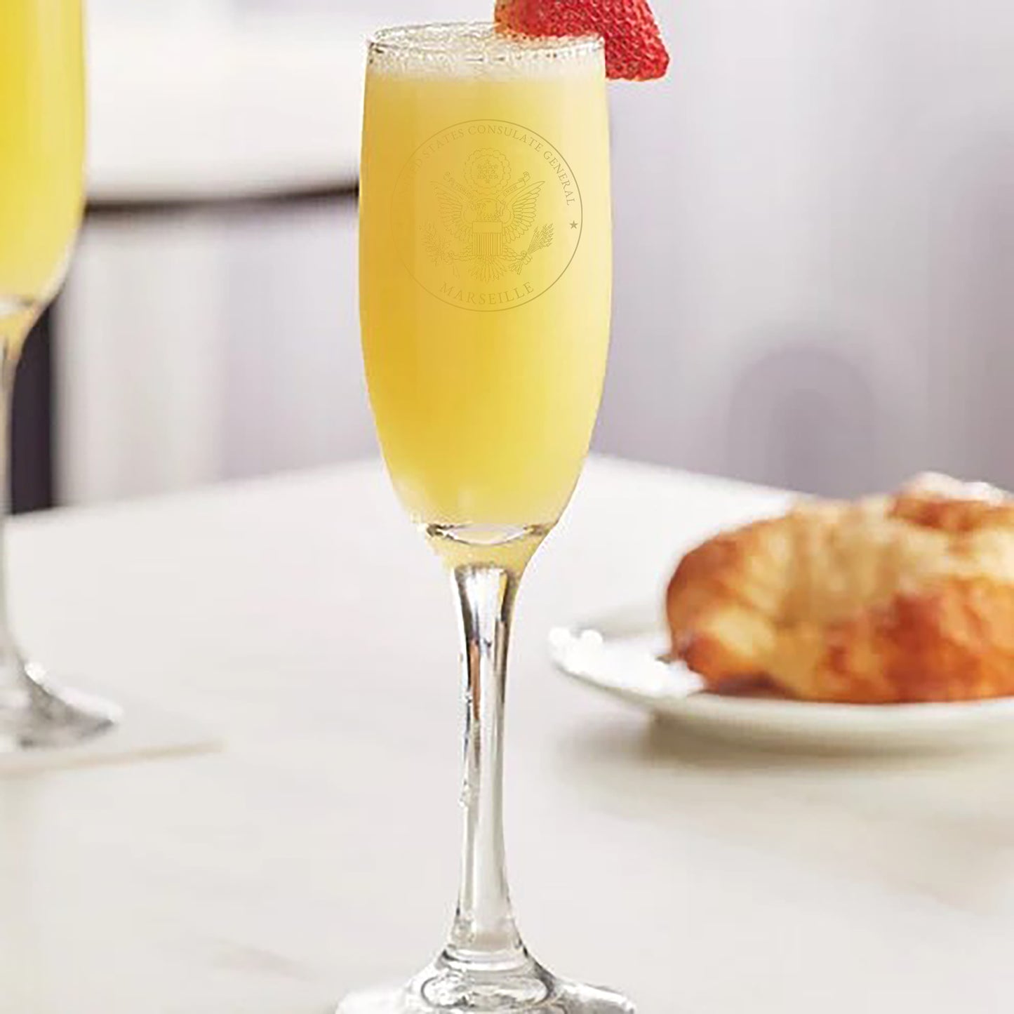 Engraved Champagne Glasses (Two): Marseille