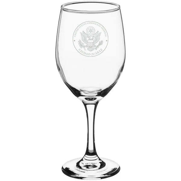 Engraved Acopa Wine Glasses (Two): Ciudad Juarez