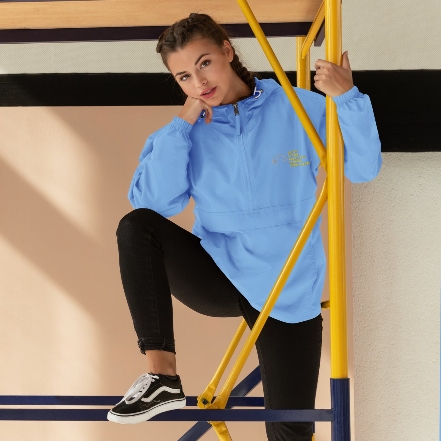Champion Brand Embroidered Packable Jacket: Porto Alegre