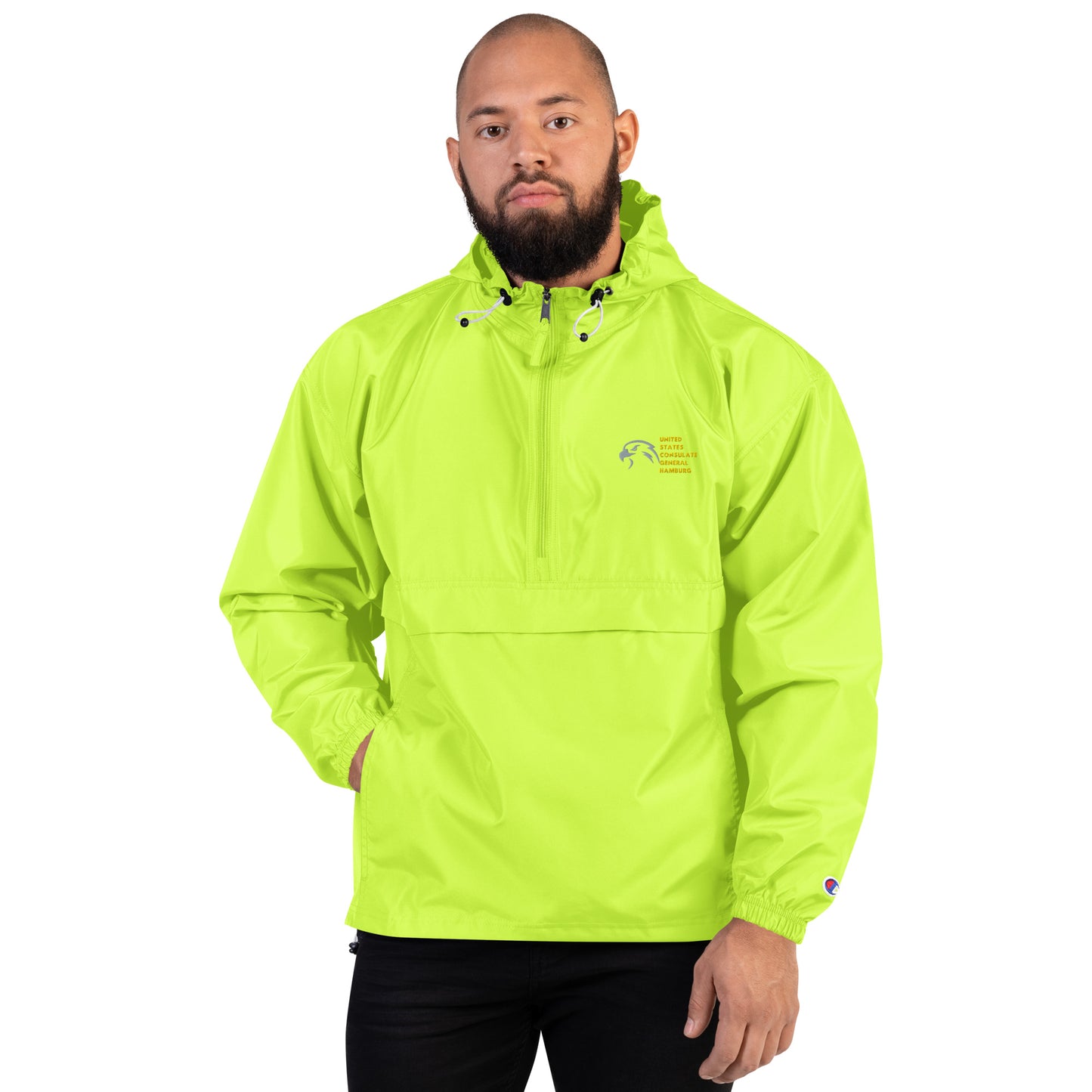 Champion Brand Embroidered Packable Jacket: Hamburg