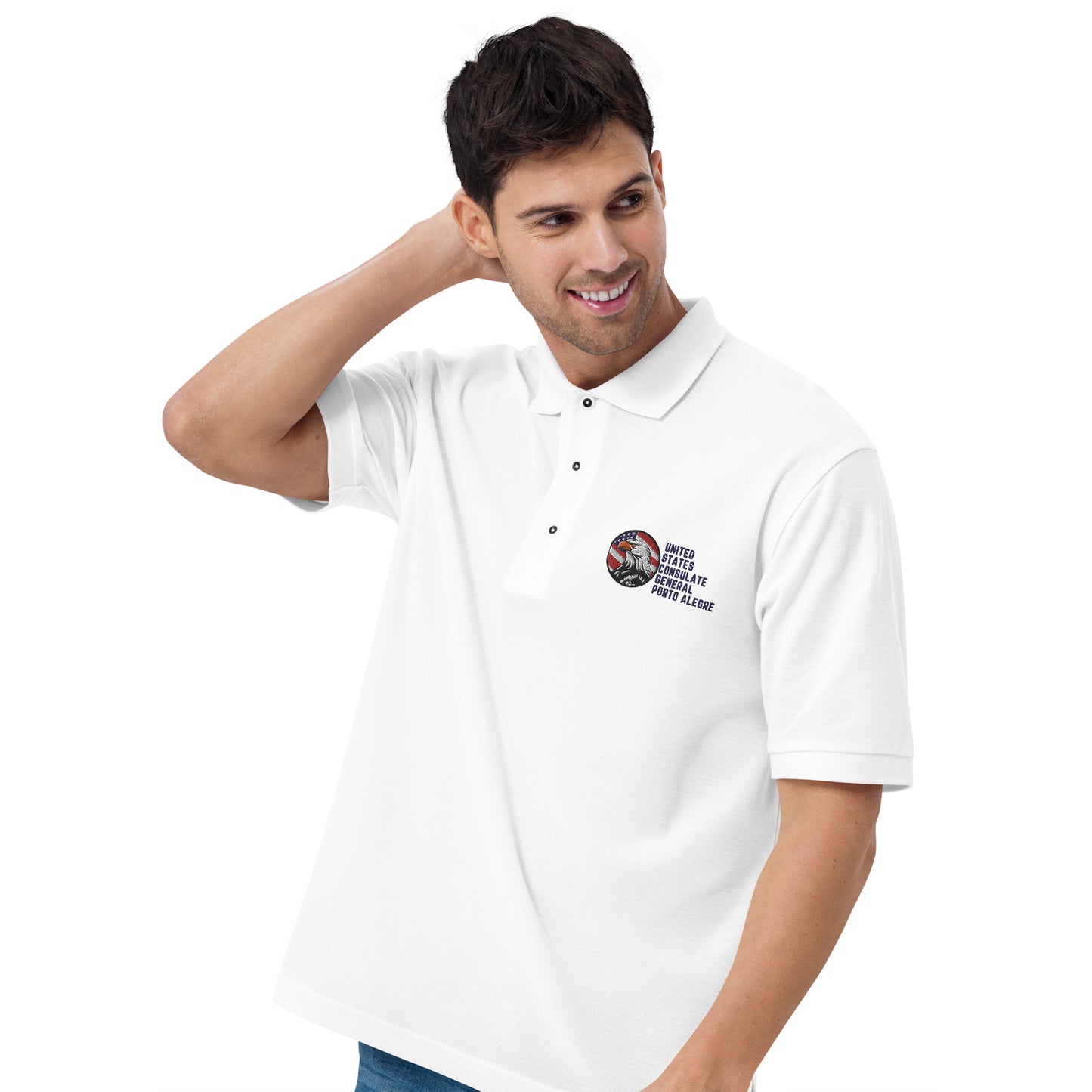 Men's Embroidered Polo, Watchful Eagle: Porto Alegre
