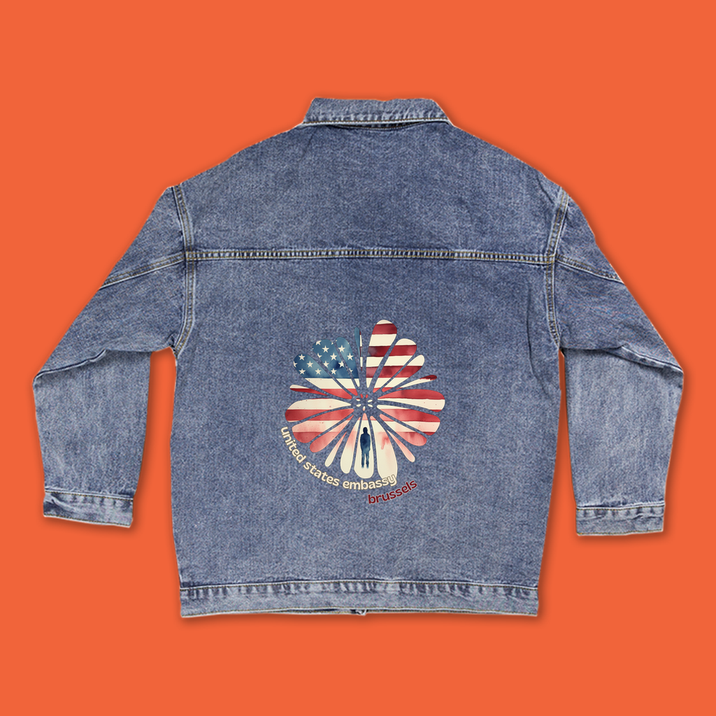 Retro Denim Flower & Power Jacket: Brussels