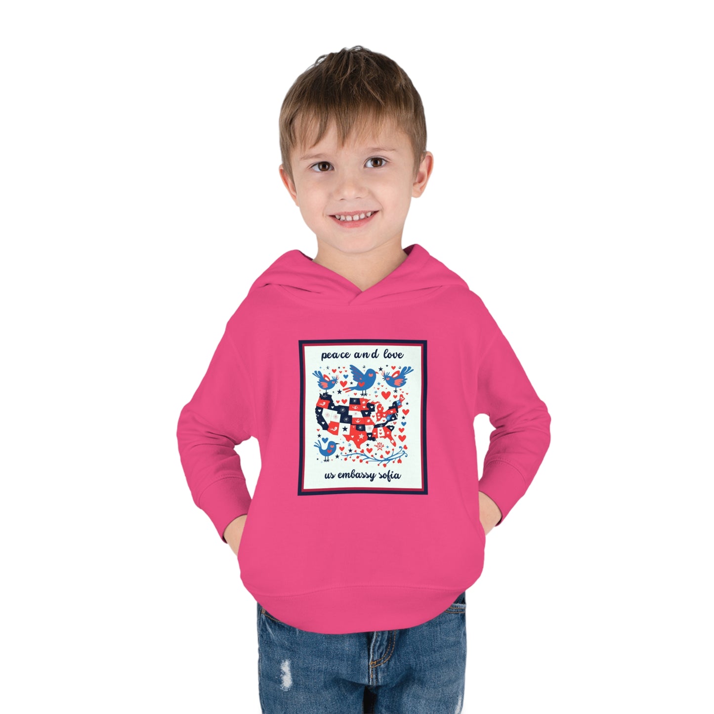 Toddler Peace and Love Fleece Hoodie: Sofia