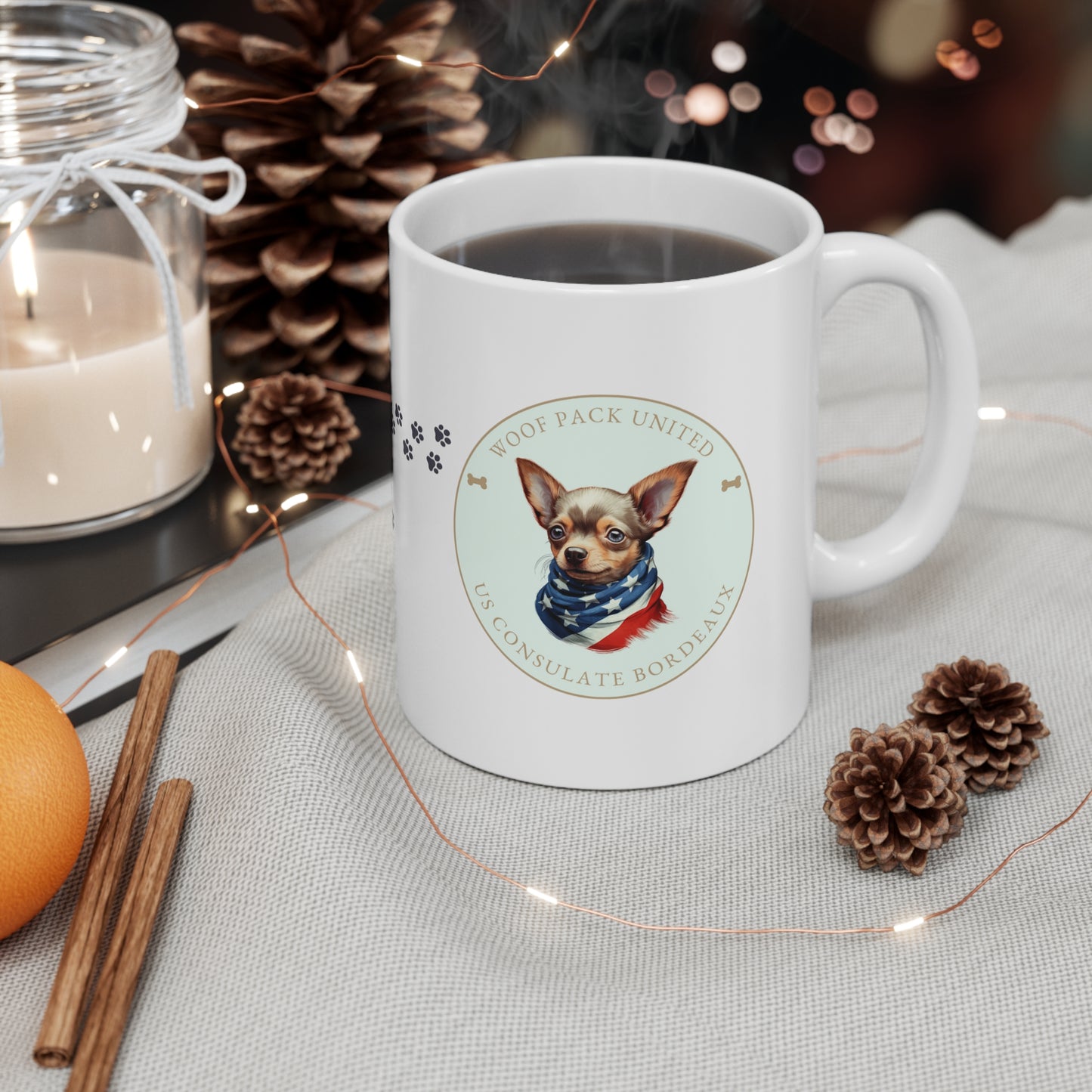 Woof Pack, Chihuahua Mug: Bordeaux