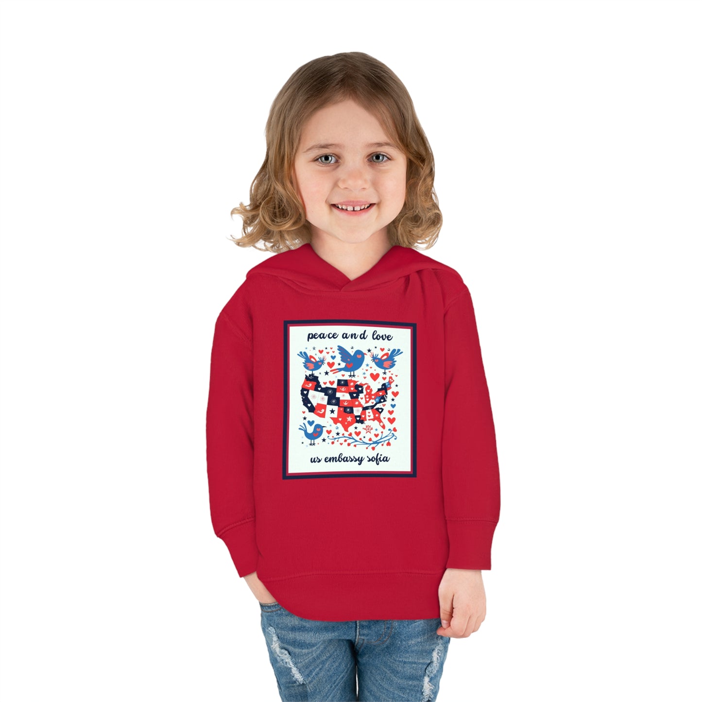 Toddler Peace and Love Fleece Hoodie: Sofia