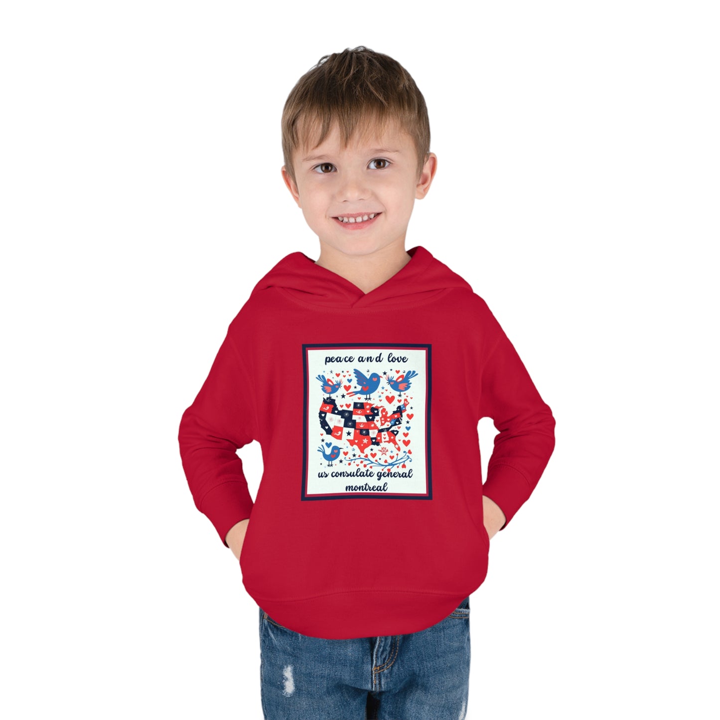 Toddler Peace and Love Fleece Hoodie: Montreal