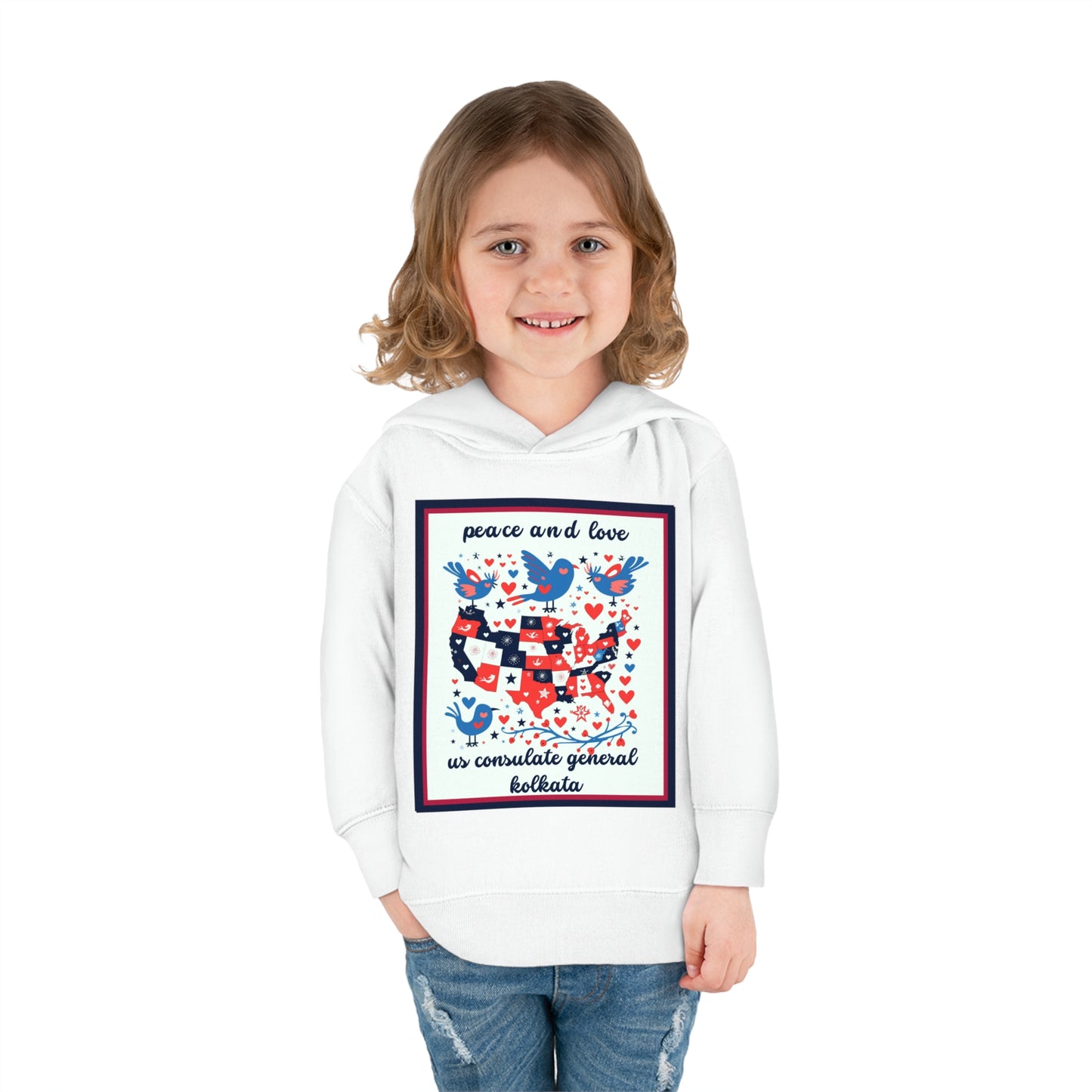 Toddler Peace and Love Fleece Hoodie: Kolkata