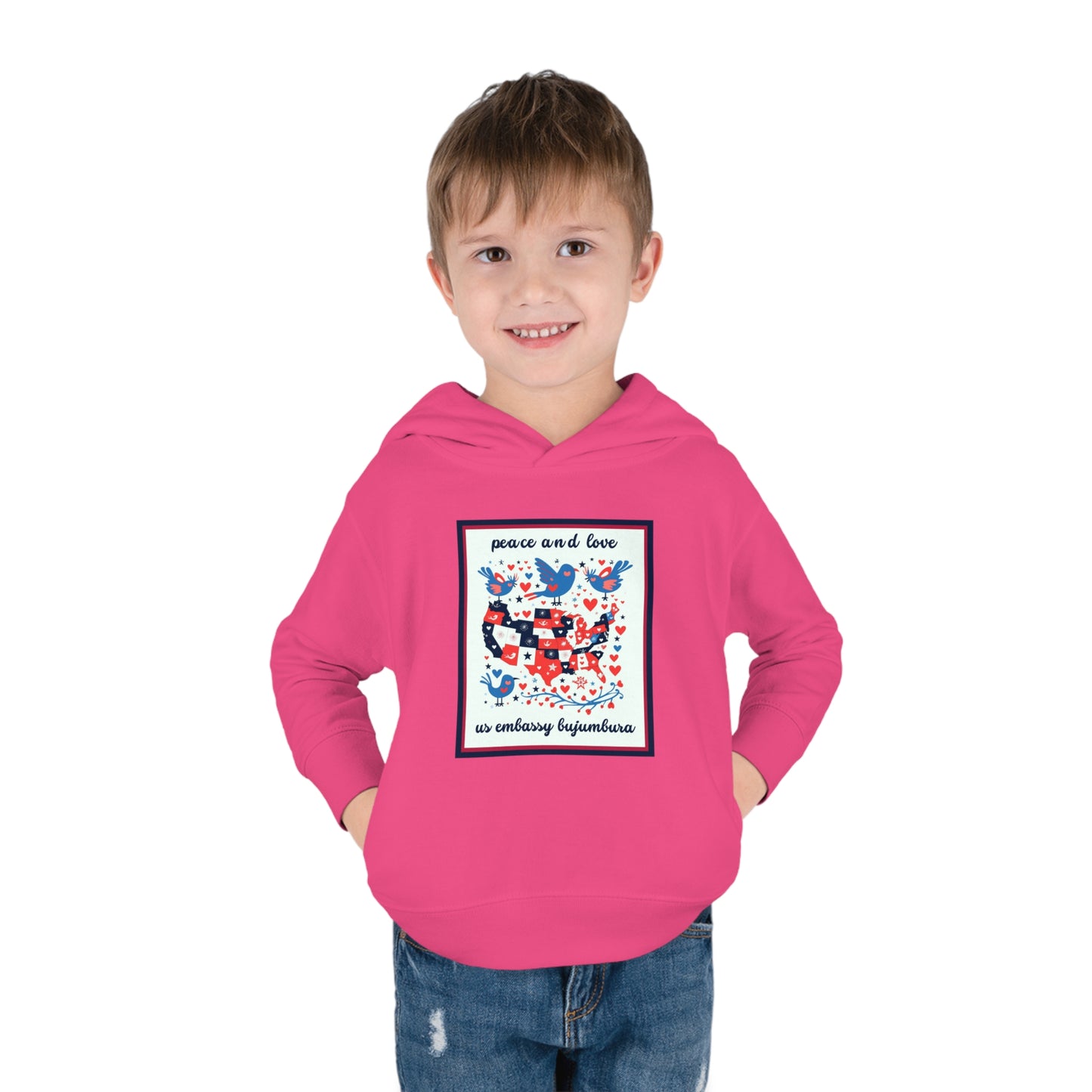 Toddler Peace and Love Fleece Hoodie: Bujumbura