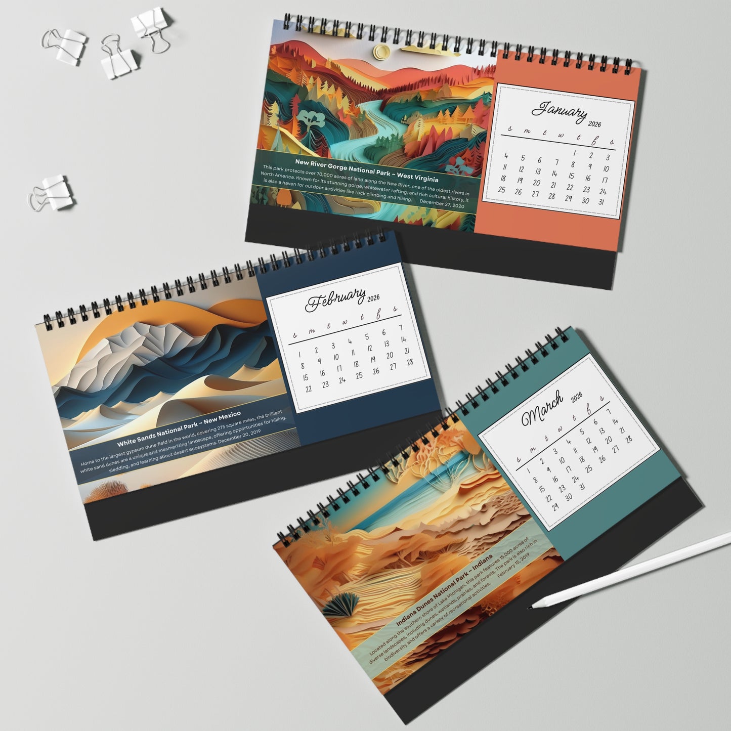 Inspired by Nature | USA's Newest National Parks 2026 Desk Calendar: Malé