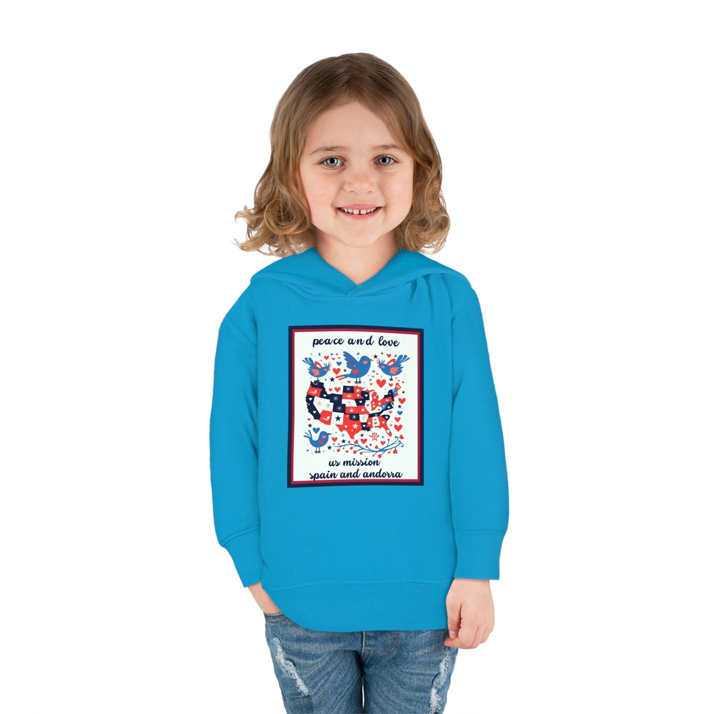 Toddler Peace and Love Fleece Hoodie: Spain And Andorra