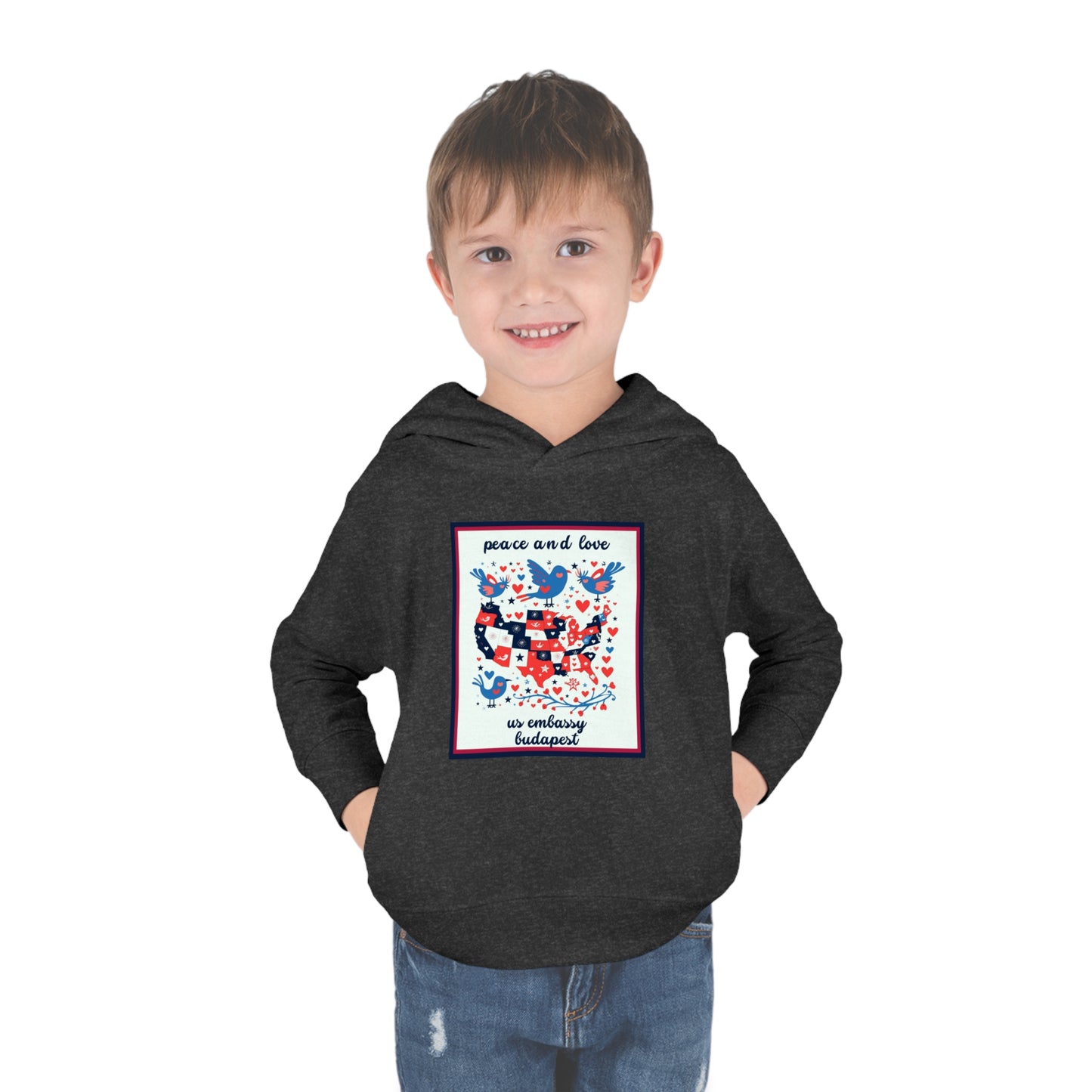Toddler Peace and Love Fleece Hoodie: Hungary