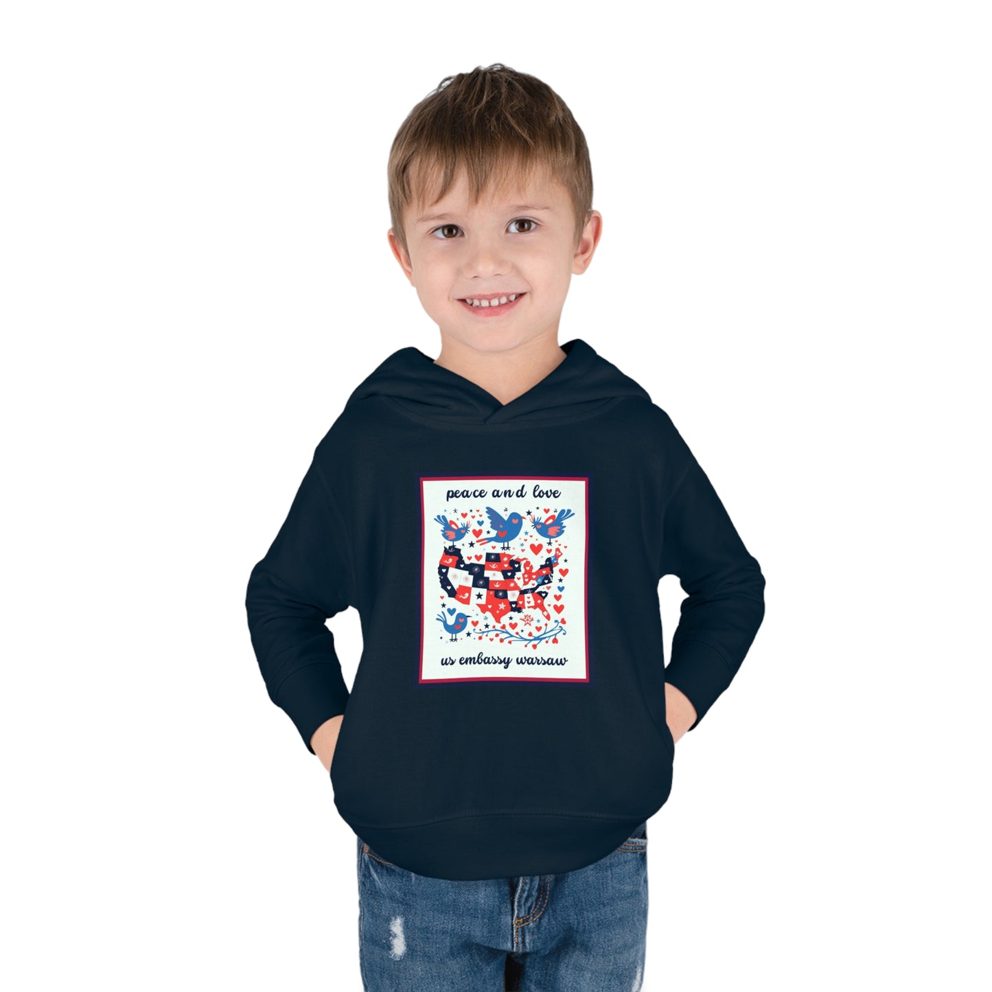 Toddler Peace and Love Fleece Hoodie: Warsaw