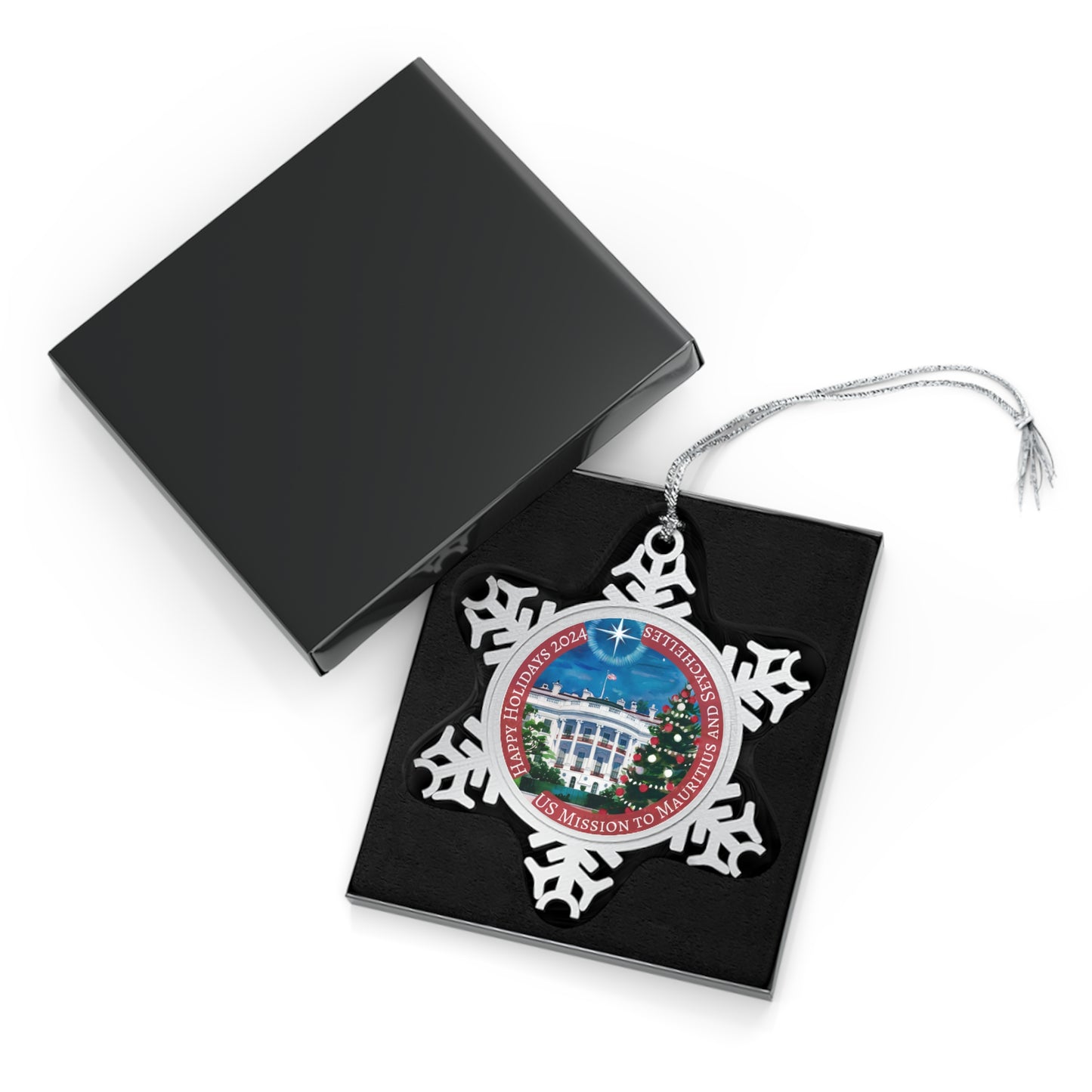 Pewter Snowflake Holiday Ornament, 2024: Mauritius and Seychelles