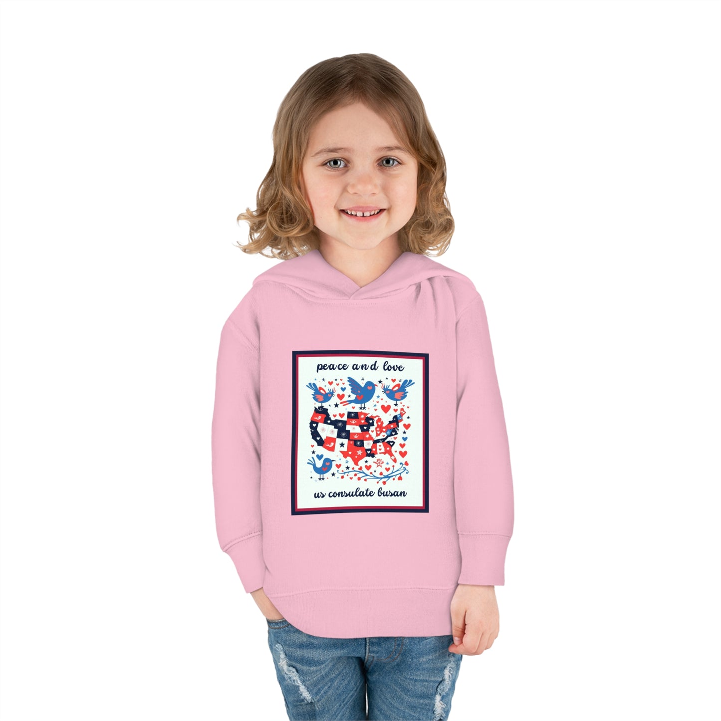 Toddler Peace and Love Fleece Hoodie: Busan