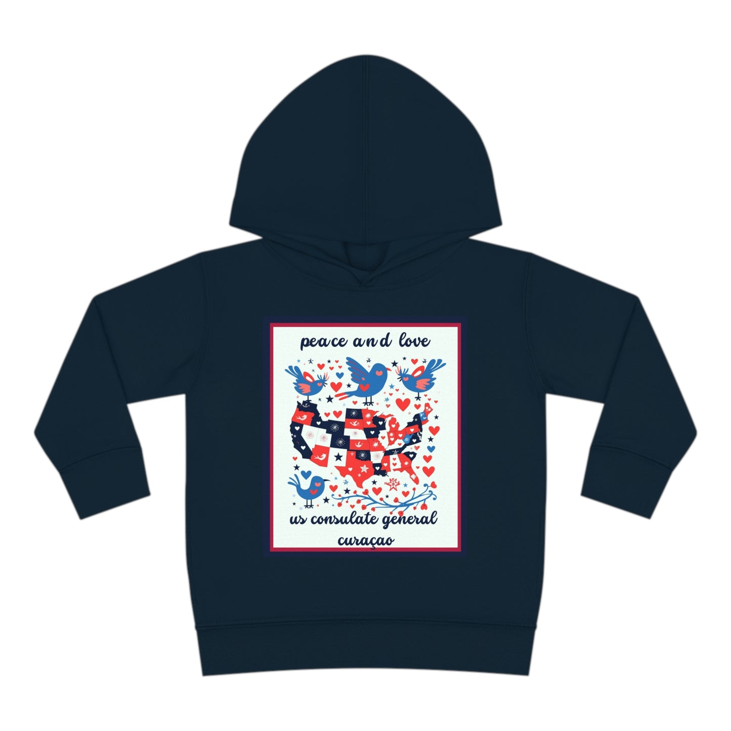 Toddler Peace and Love Fleece Hoodie: Curaçao