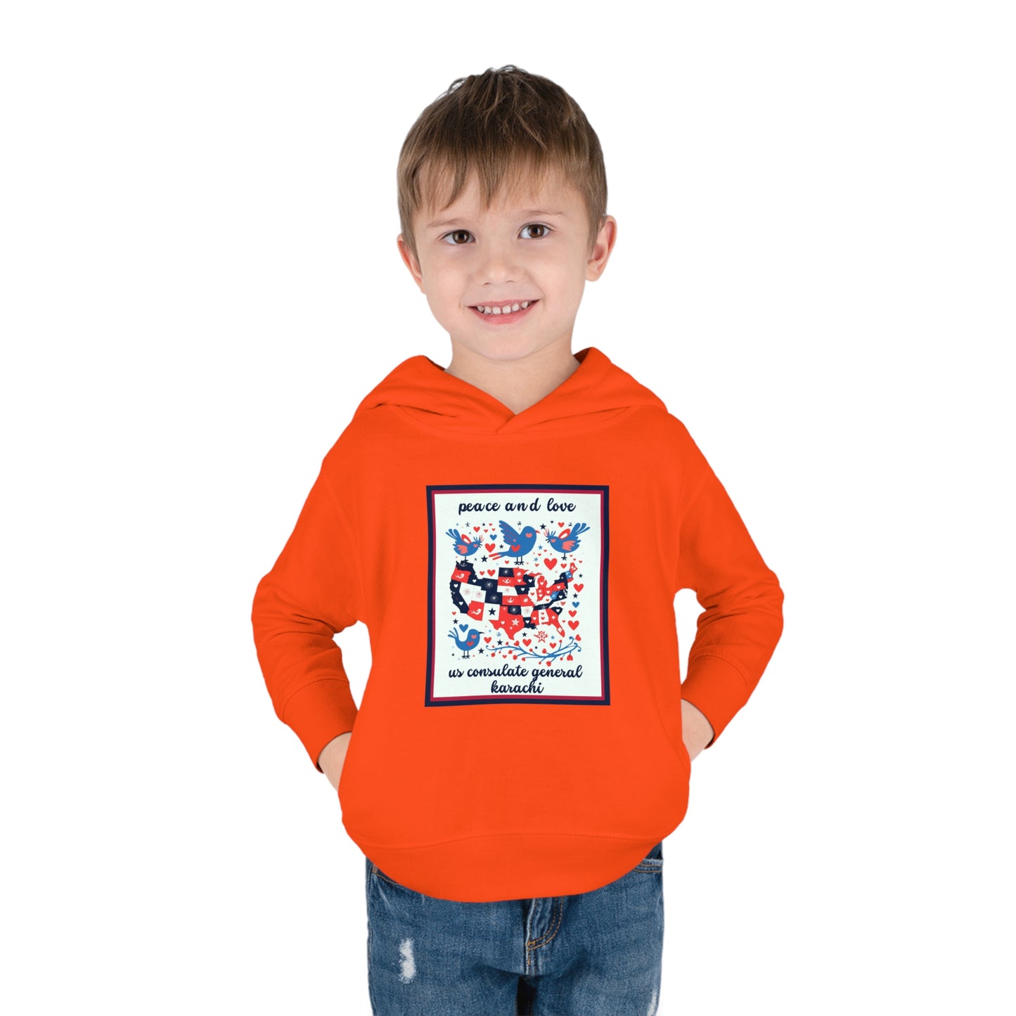 Toddler Peace and Love Fleece Hoodie: Karachi