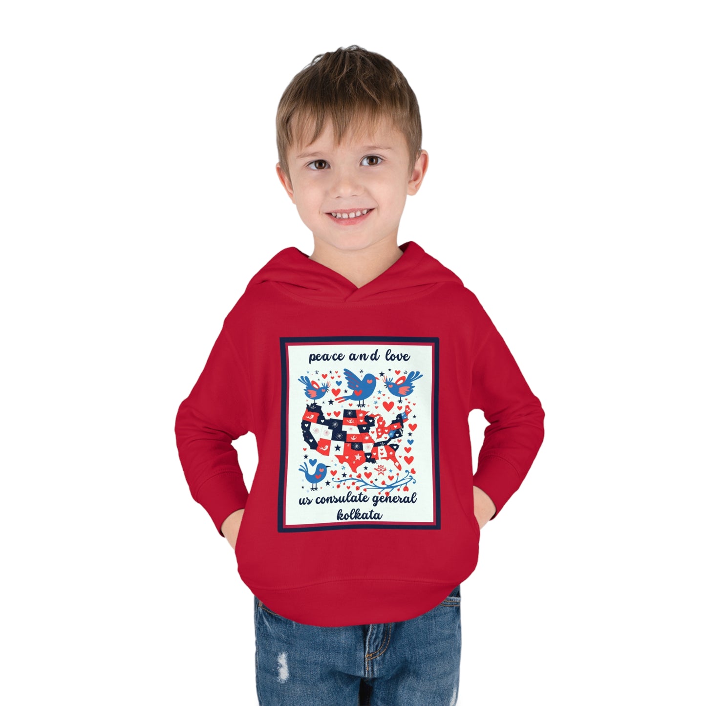 Toddler Peace and Love Fleece Hoodie: Kolkata