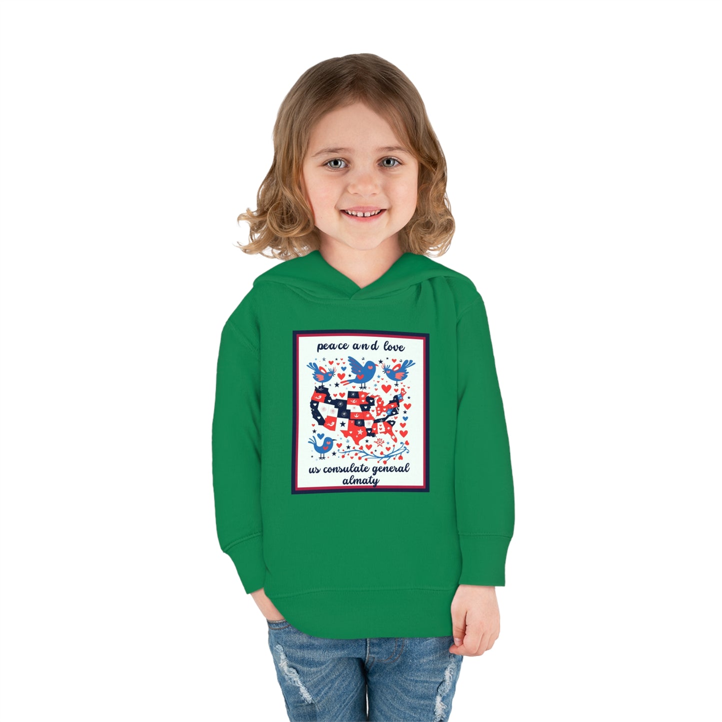 Toddler Peace and Love Fleece Hoodie: Almaty