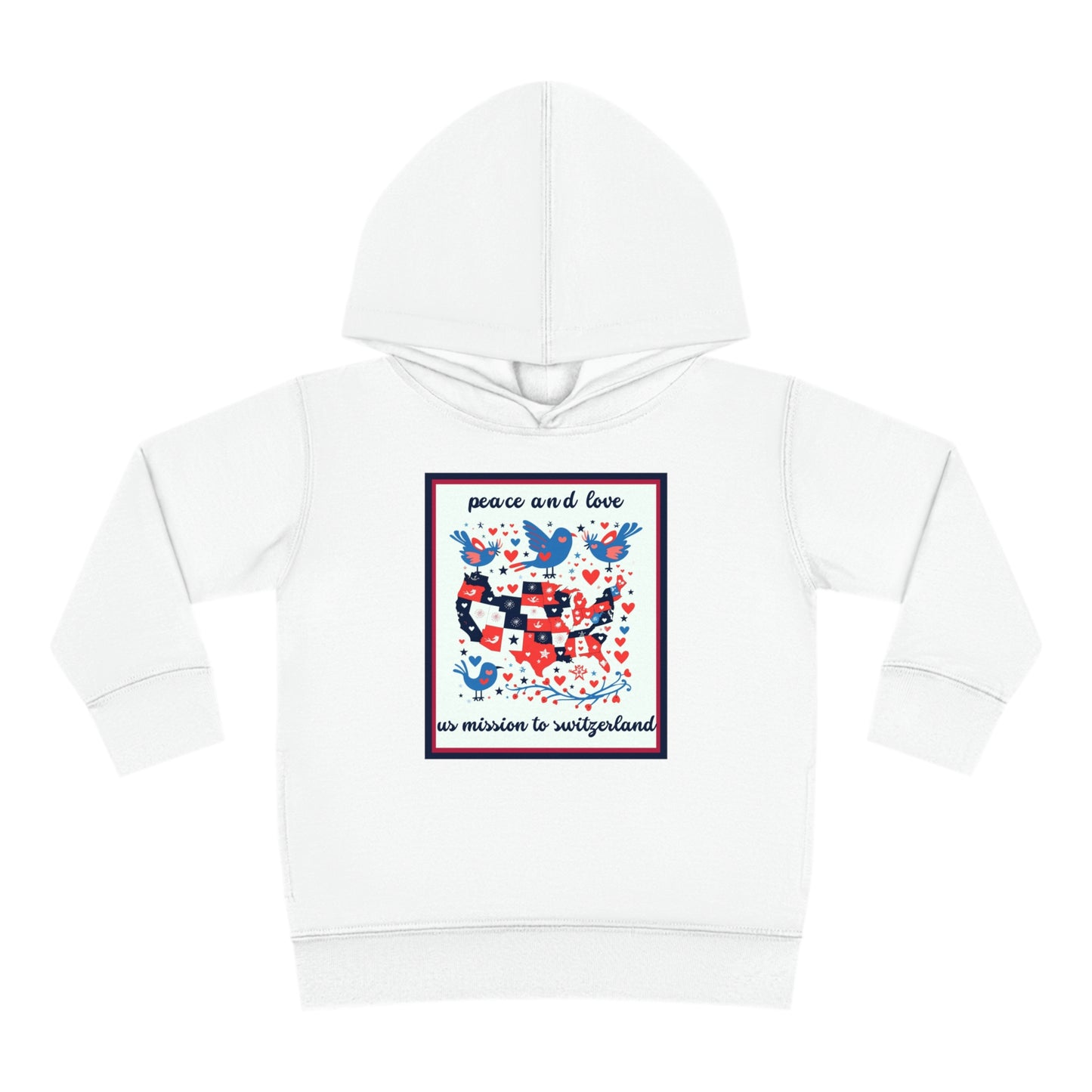 Toddler Peace and Love Fleece Hoodie: Switzerland