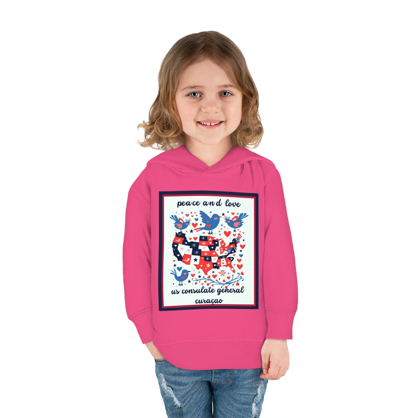 Toddler Peace and Love Fleece Hoodie: Curaçao