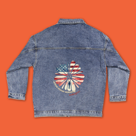 Retro Denim Flower & Power Jacket: Wellington