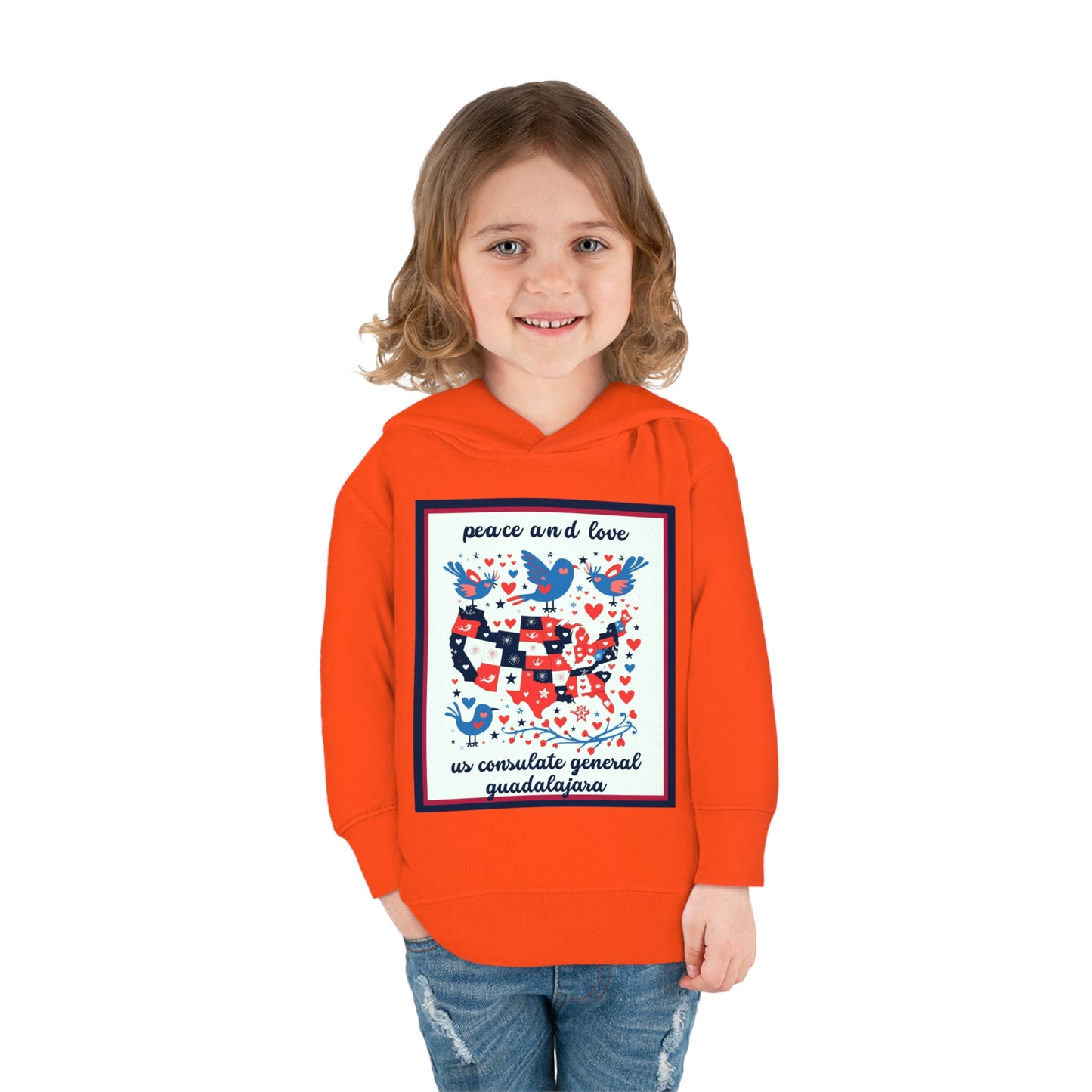 Toddler Peace and Love Fleece Hoodie: Guadalajara