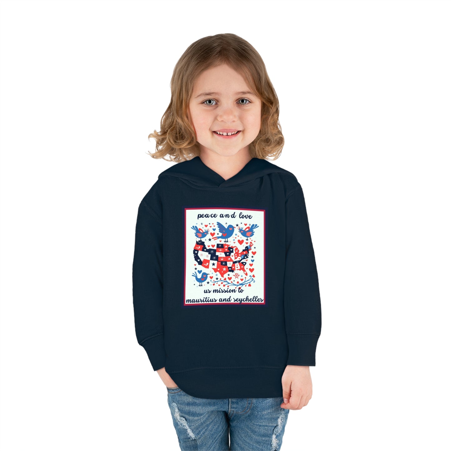 Toddler Peace and Love Fleece Hoodie: Mauritius and Seychelles