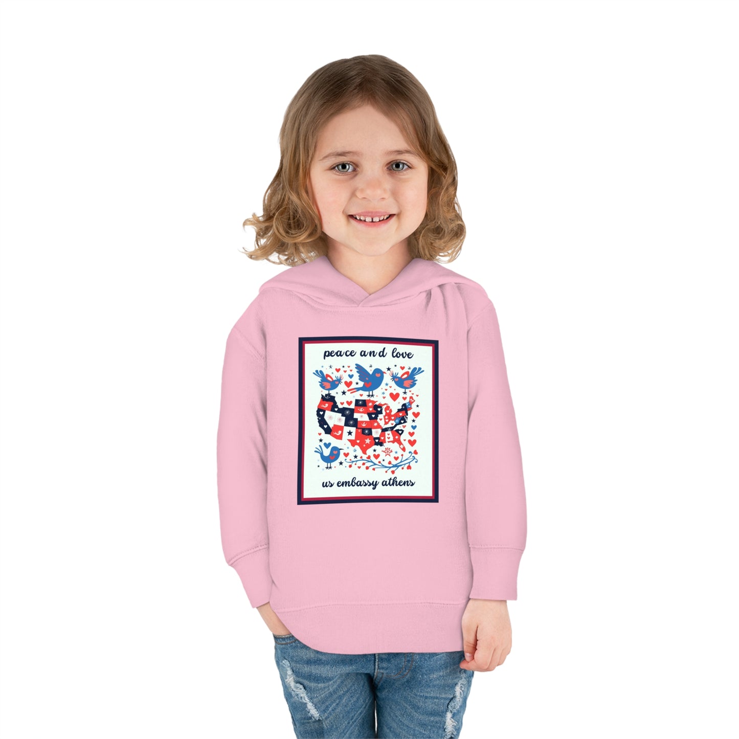 Toddler Peace and Love Fleece Hoodie: Athens