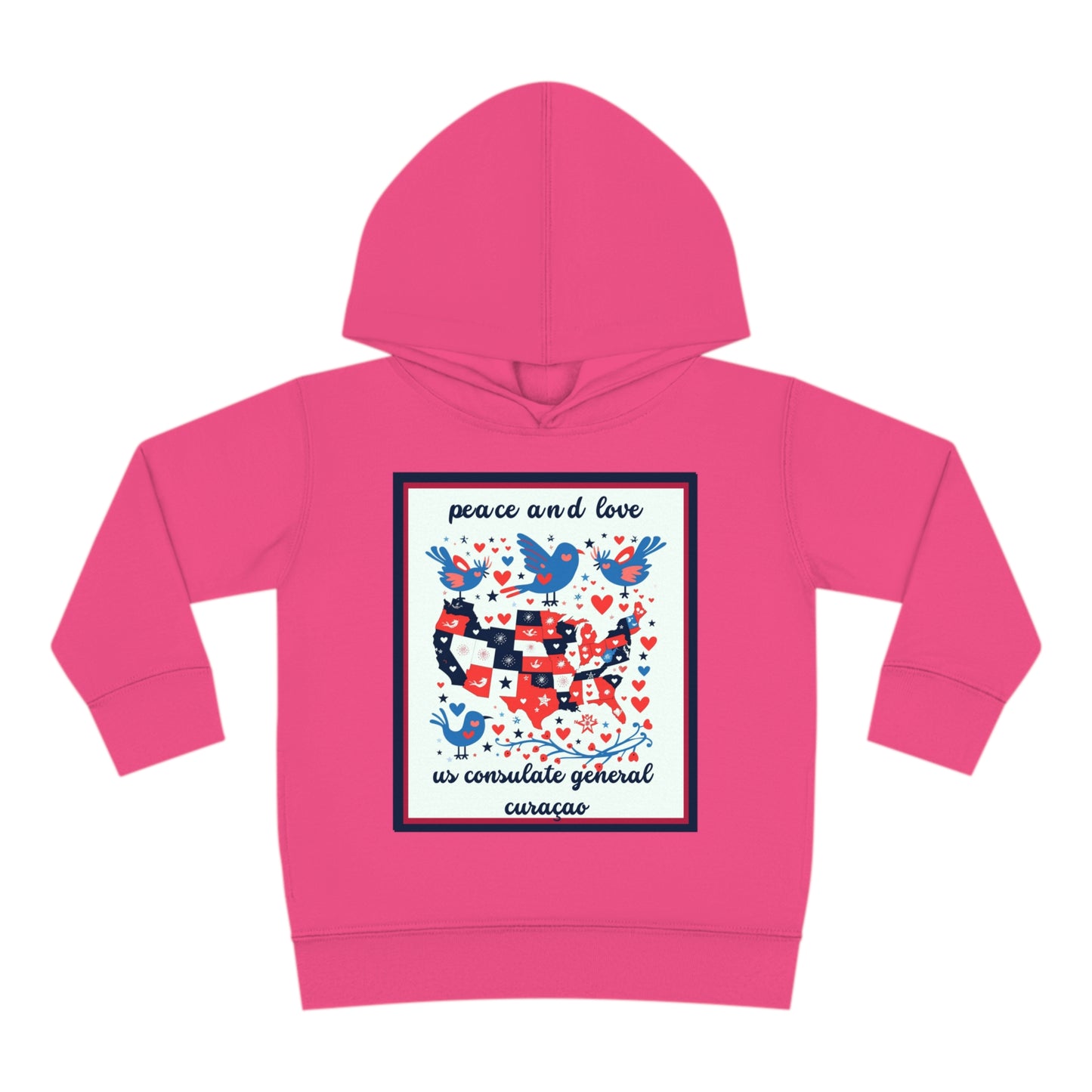 Toddler Peace and Love Fleece Hoodie: Curaçao