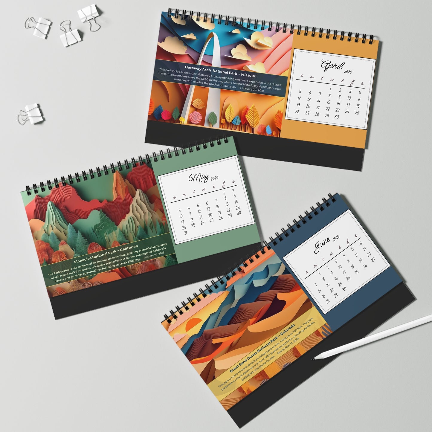 Inspired by Nature | USA's Newest National Parks 2026 Desk Calendar: Malé
