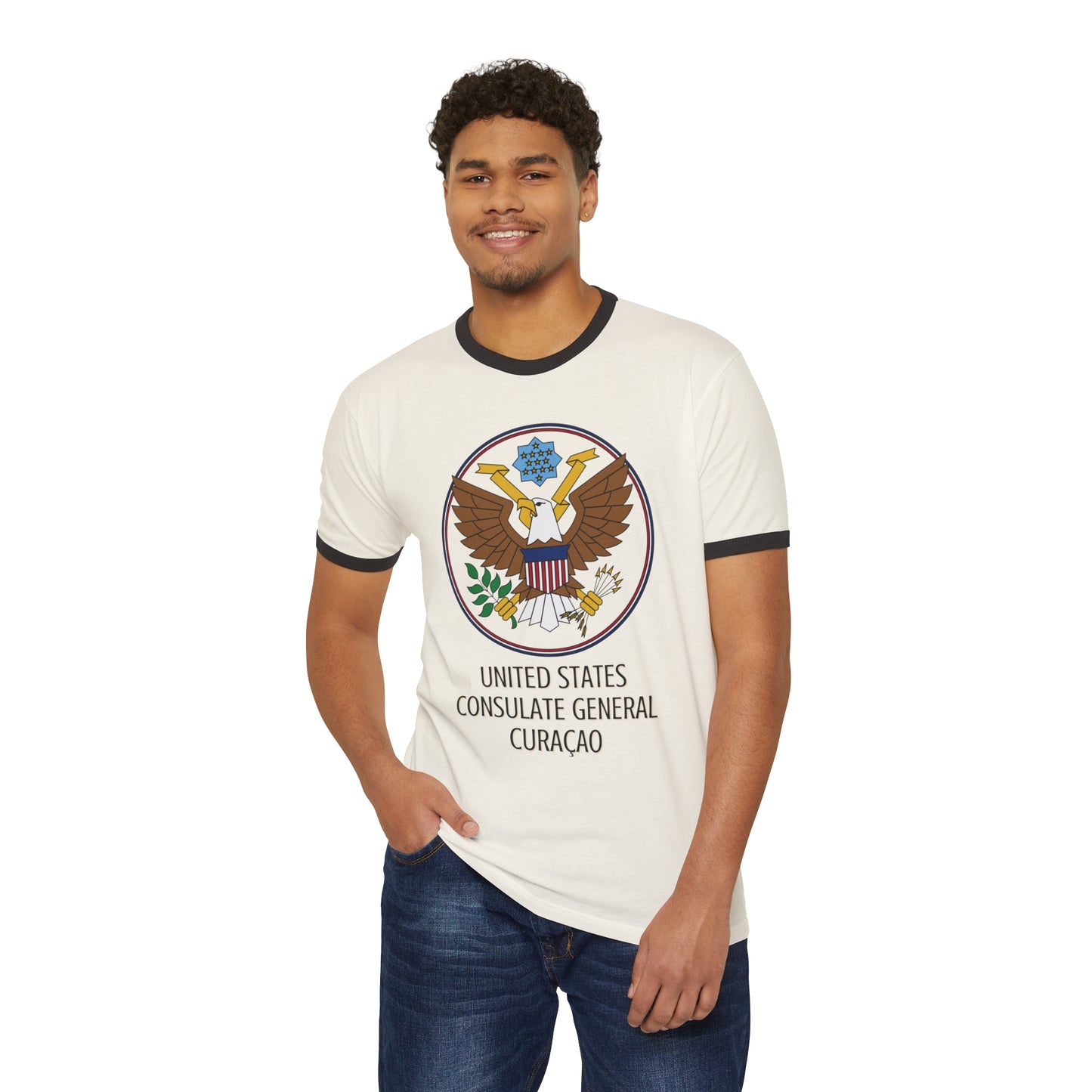 Art Deco Ringer T-Shirt: Curaçao