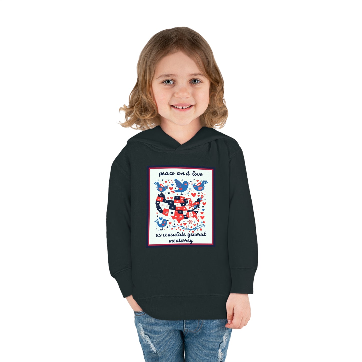 Toddler Peace and Love Fleece Hoodie: Monterrey