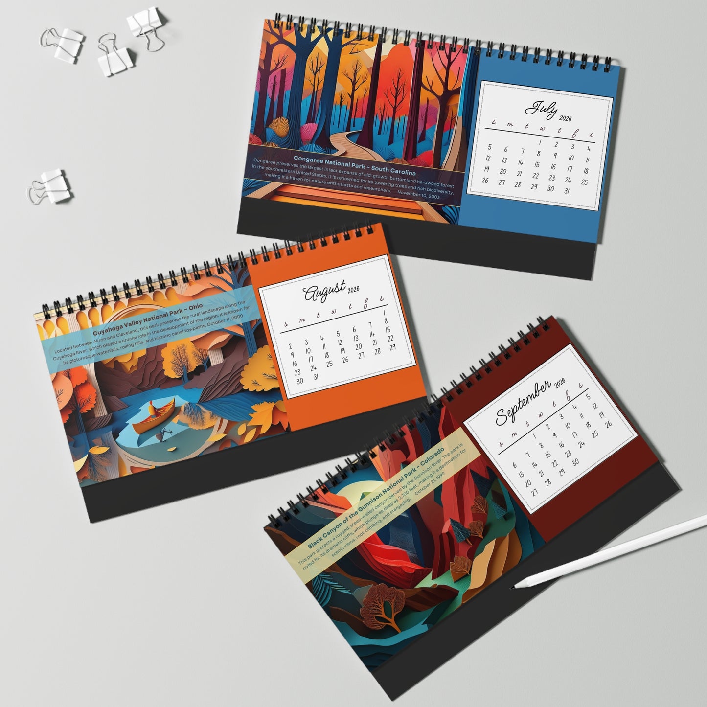 Inspired by Nature | USA's Newest National Parks 2026 Desk Calendar: Mauritius and Seychelles