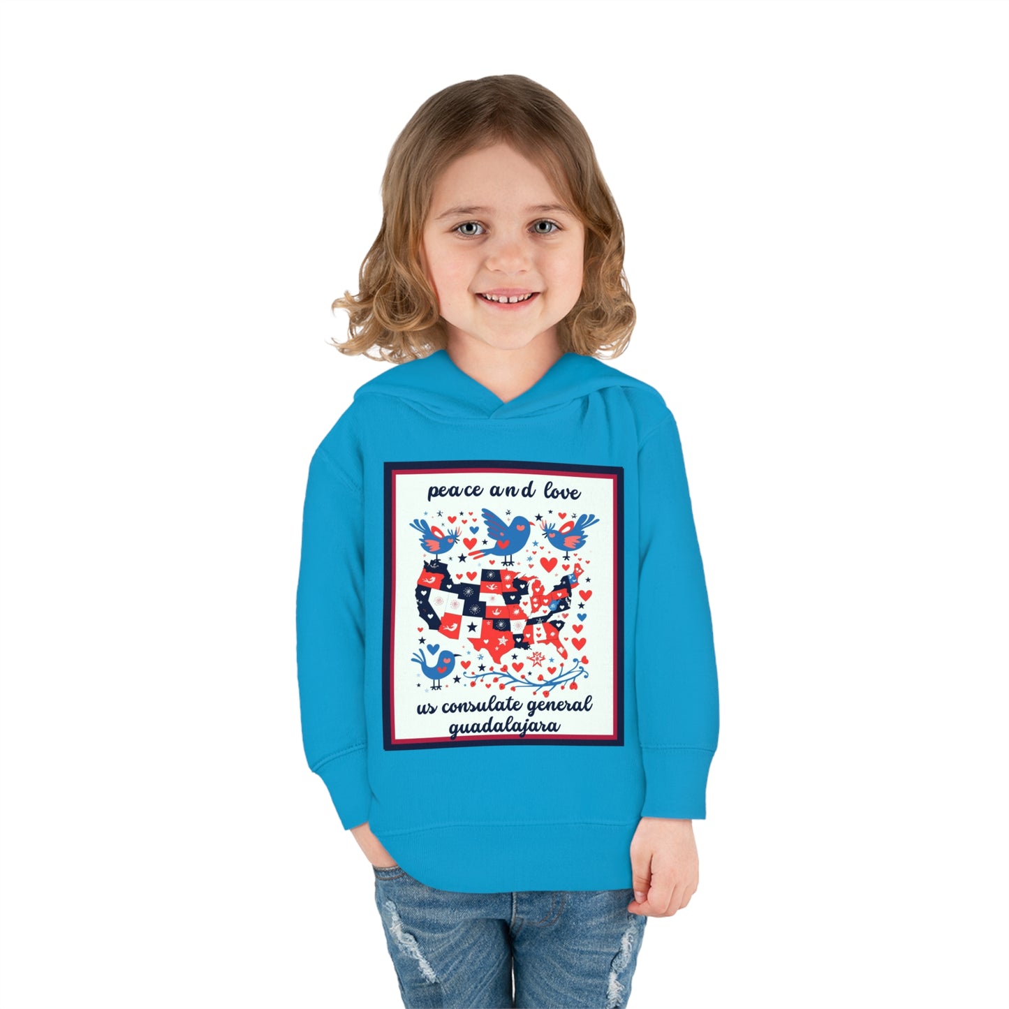Toddler Peace and Love Fleece Hoodie: Guadalajara