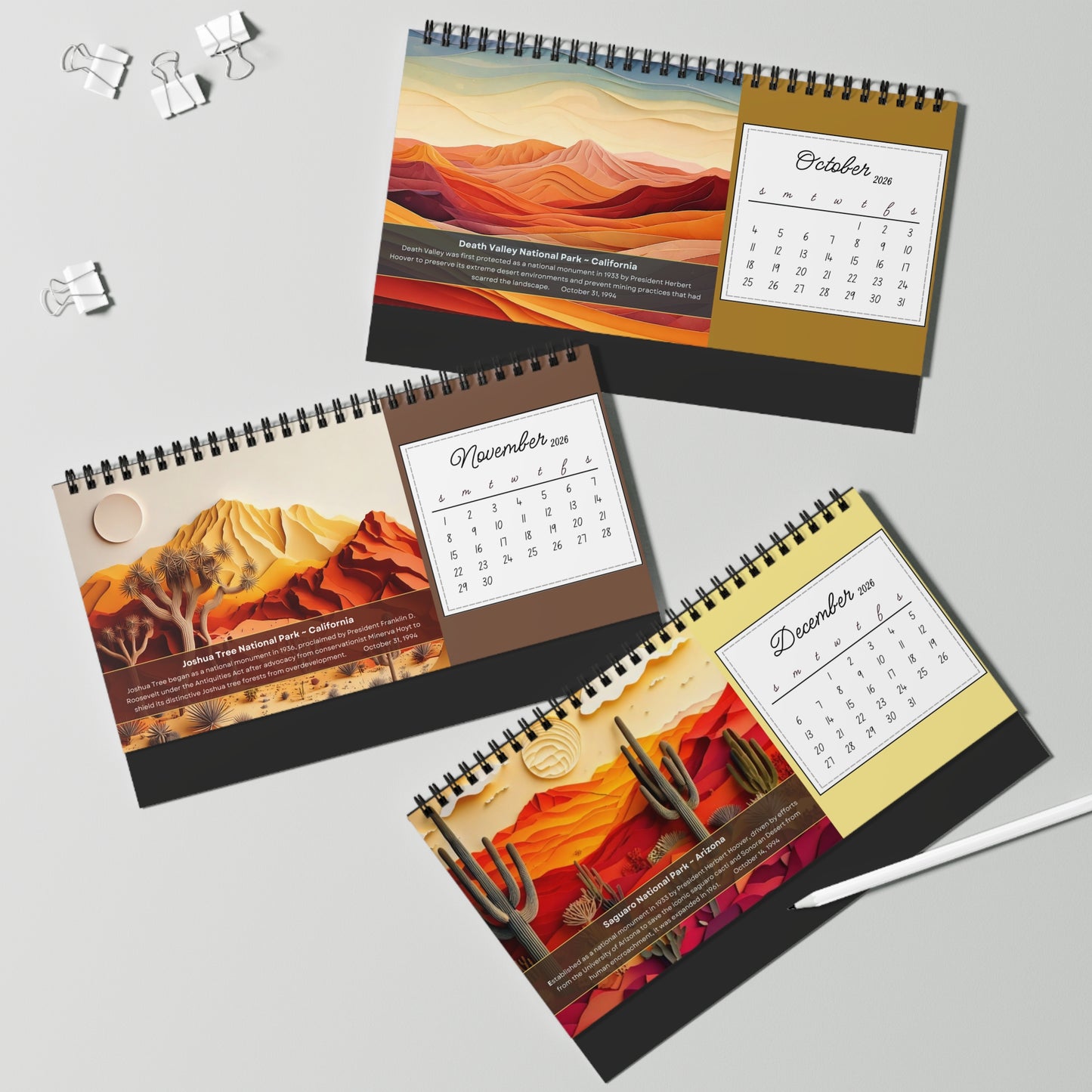 Inspired by Nature | USA's Newest National Parks 2026 Desk Calendar: Yaounde