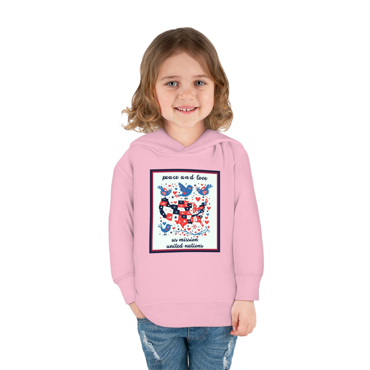 Toddler Peace and Love Fleece Hoodie: United Nations