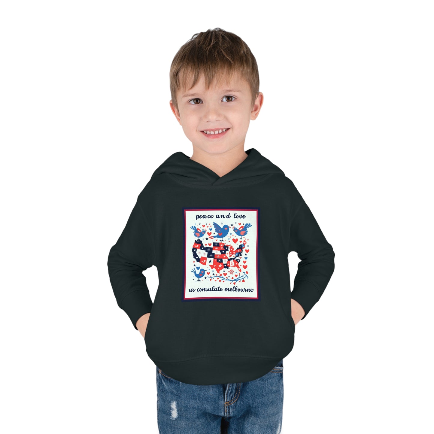 Toddler Peace and Love Fleece Hoodie: Melbourne