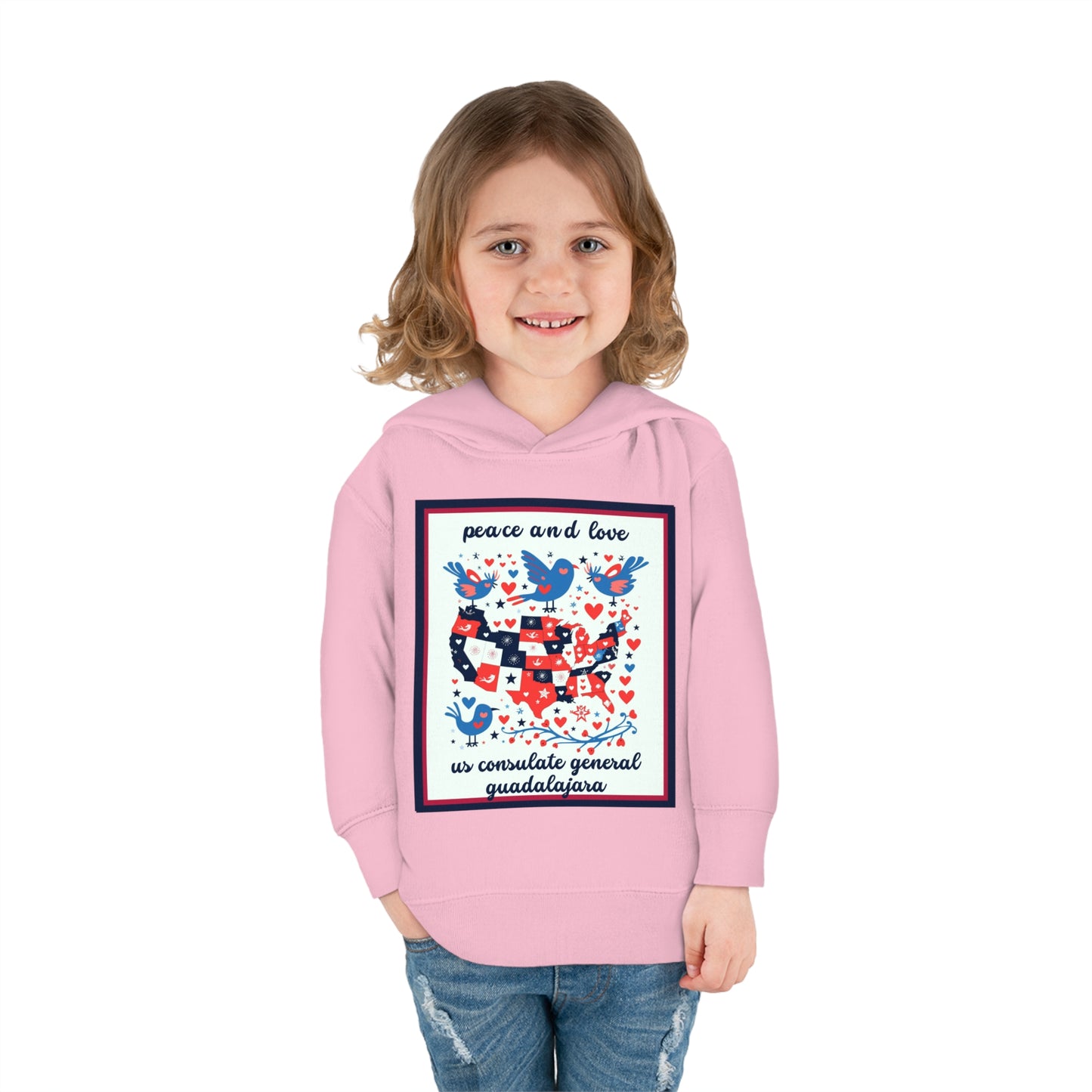 Toddler Peace and Love Fleece Hoodie: Guadalajara