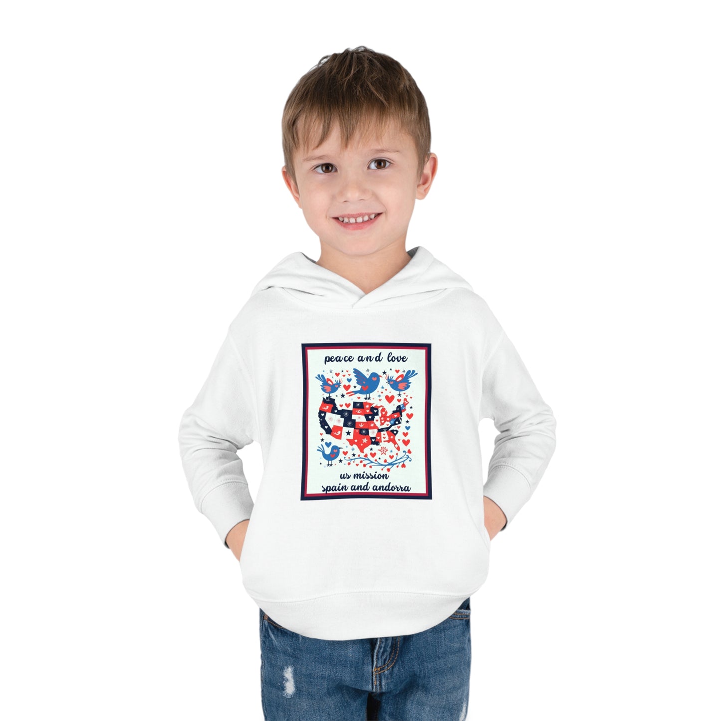 Toddler Peace and Love Fleece Hoodie: Spain And Andorra