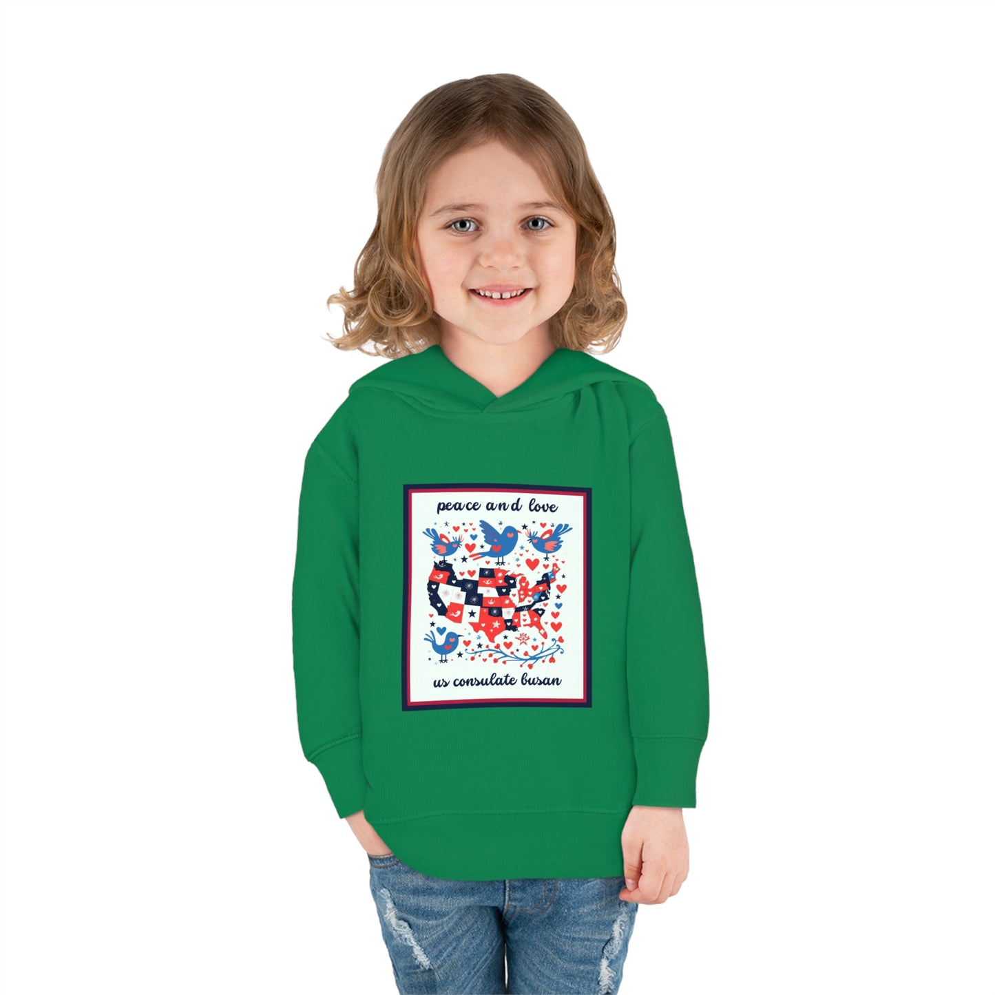 Toddler Peace and Love Fleece Hoodie: Busan