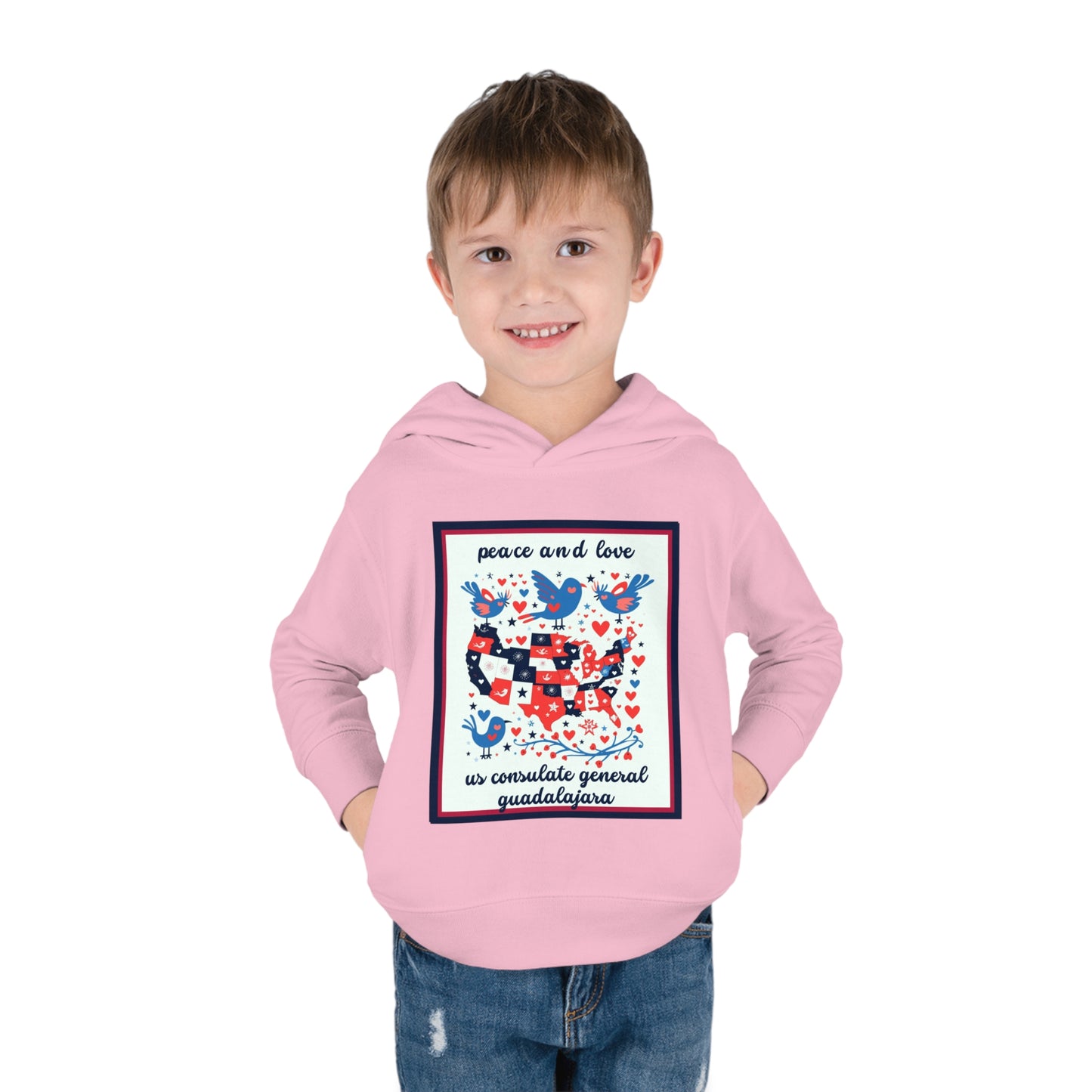 Toddler Peace and Love Fleece Hoodie: Guadalajara