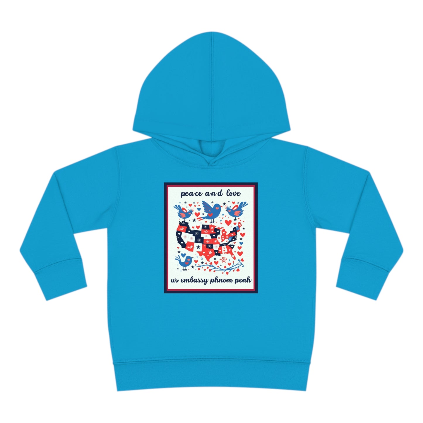 Toddler Peace and Love Fleece Hoodie: Phnom Penh