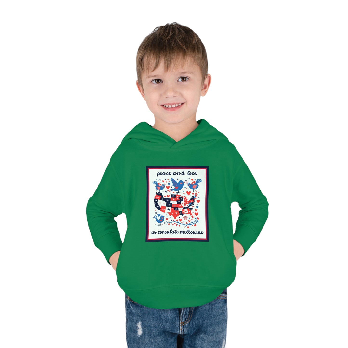 Toddler Peace and Love Fleece Hoodie: Melbourne