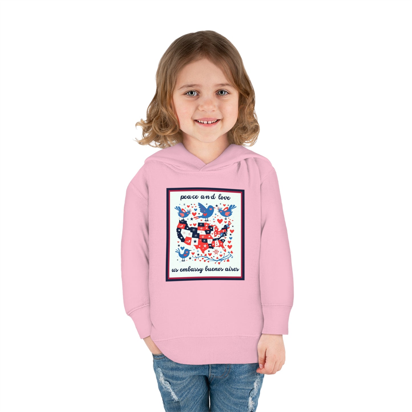 Toddler Peace and Love Fleece Hoodie: Buenos Aires