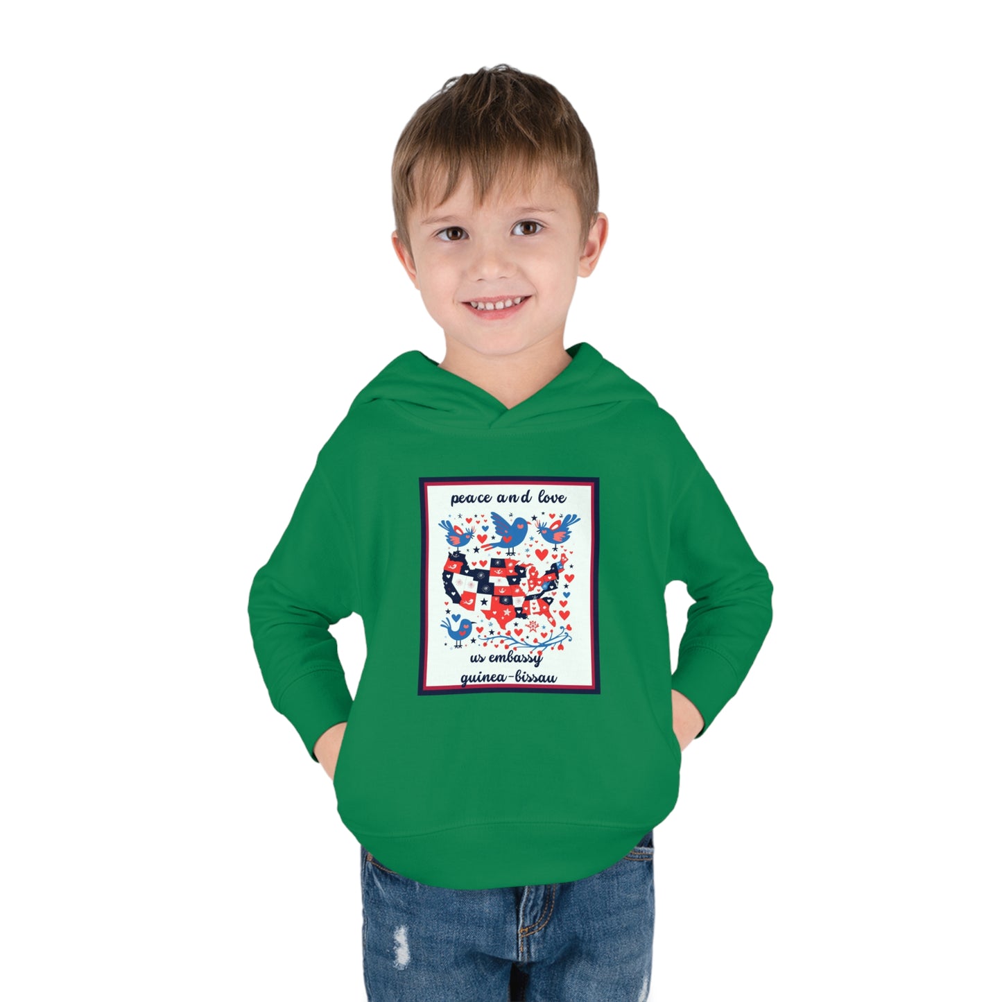 Toddler Peace and Love Fleece Hoodie: Guinea-Bissau